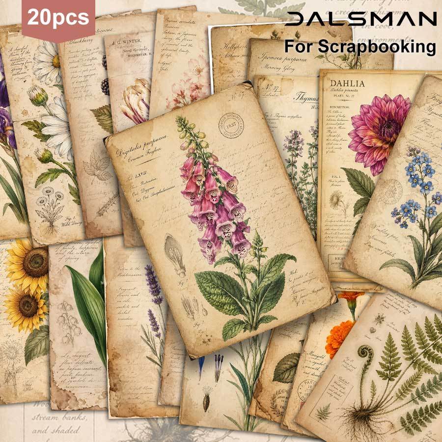 TEMU 20-pack Dalsman Vintage Botanical Flower Postcard Set For Wall Decor And Greeting Cards Collectible Art Prints For Scrapbooking And Journaling