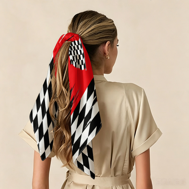 TEMU Women's Novelty Headscarf 1pc, Racing Flags Design, Soft, Stylish, Beautiful, And Multifunctional Headband, Suitable For , Lightweight And