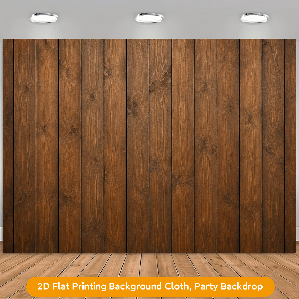 Wooden Brown Panels Party Decoration Wall Hanging Backdrop Banner