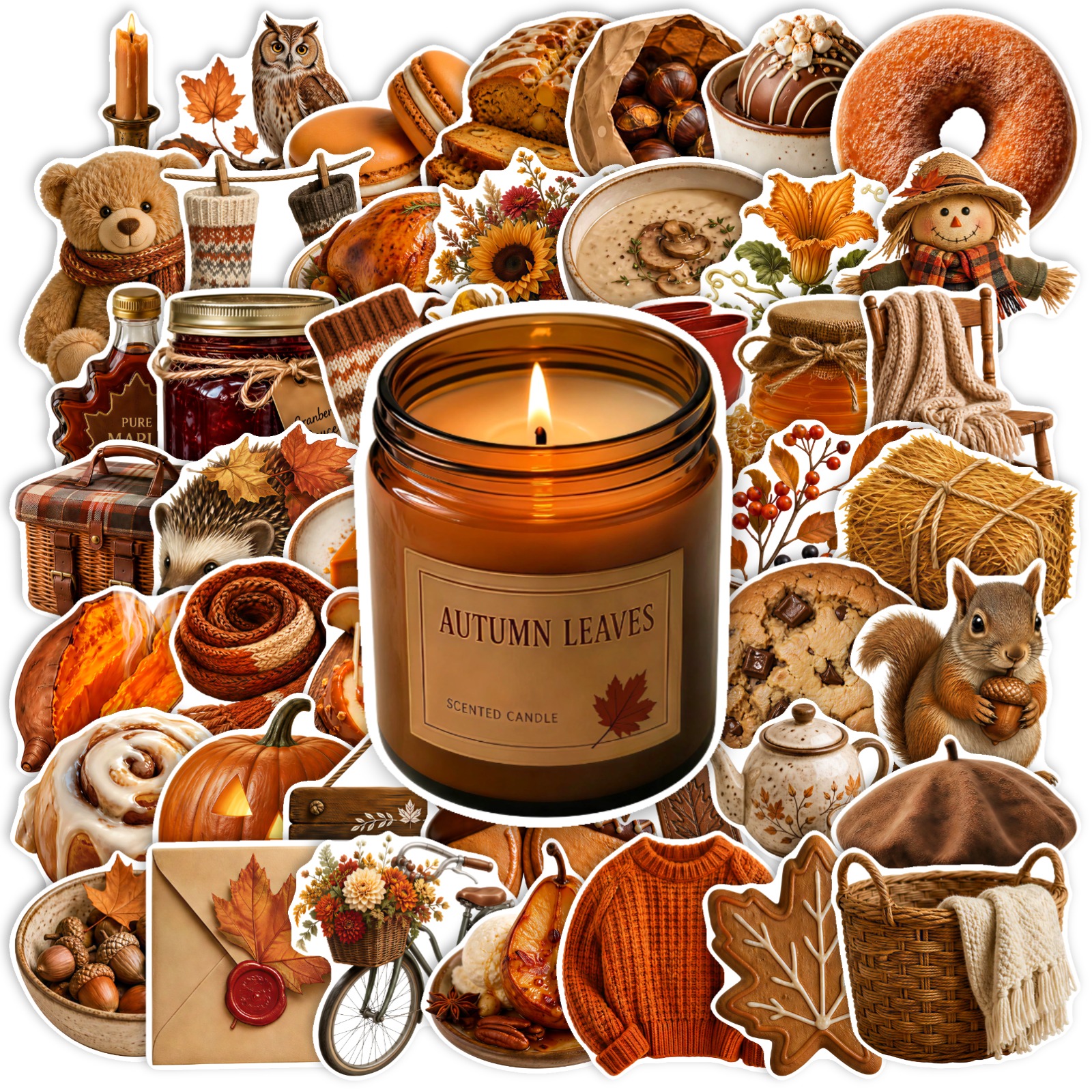 TEMU 50pcs Autumn-themed Stickers, Suitable For Scrapbooking Water Bottles Bicycles Skateboards Laptops Journals Luggage Phone Cases, Featuring Fall