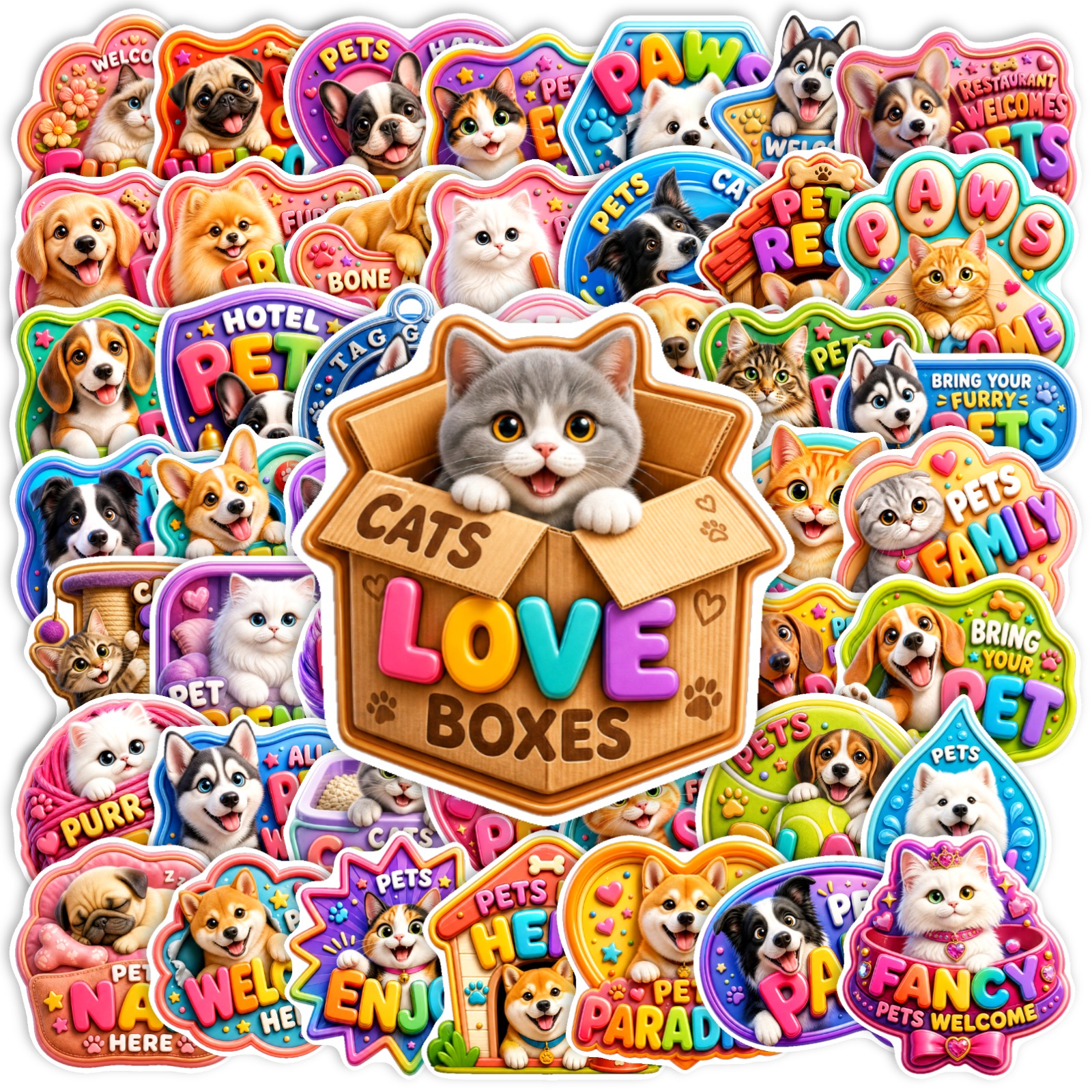 cat and dog stickers sold on Temu United States