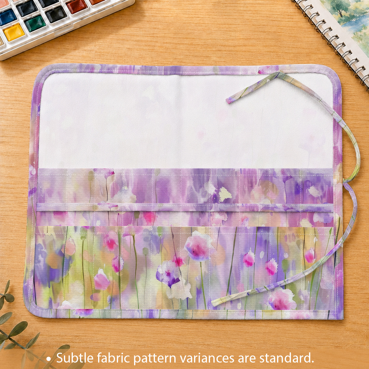 TEMU Fun Watercolor Brush Organizer, Roll-up For Art Supply Storage Brush Case To Protect Acrylic, Oil & Watercolor Brushes, Bohemian Pattern With 20