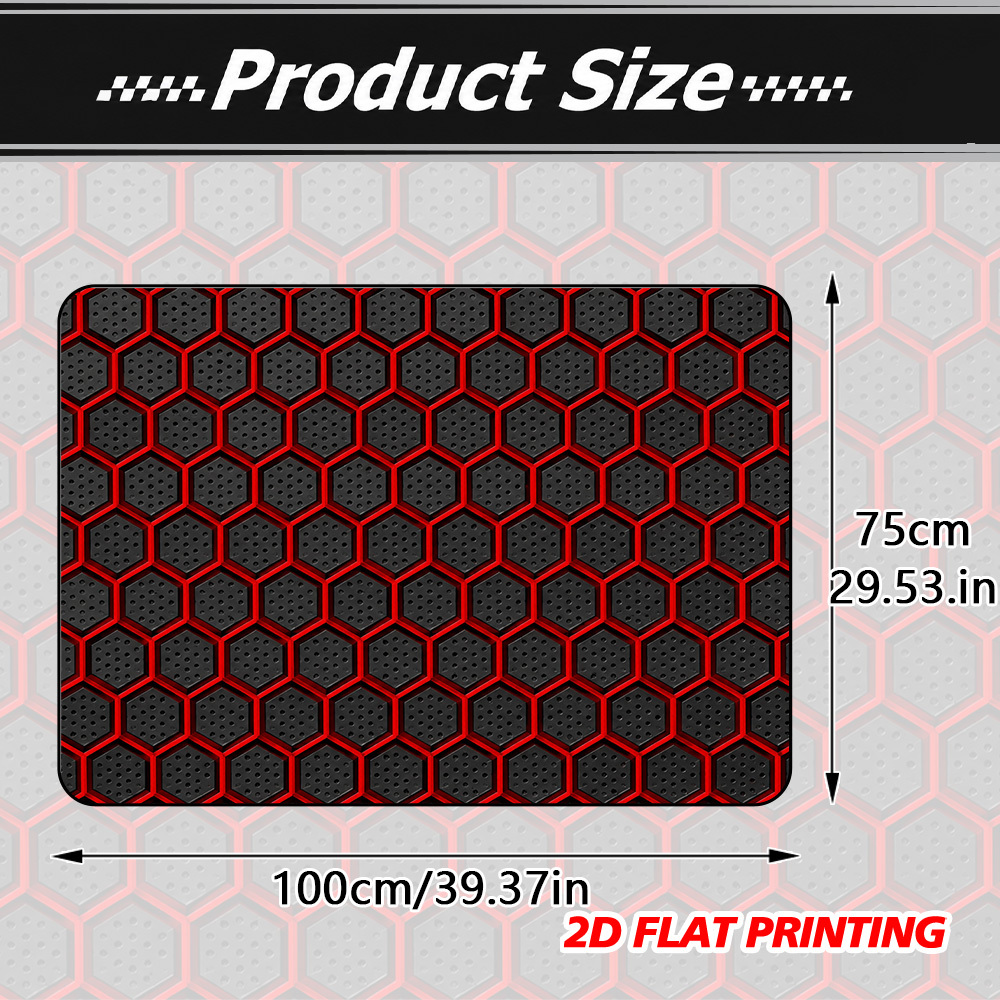 TEMU 1pc 2d Flat Universal Fit Red Black Hexagon Car Trunk Mat, Durable Pet Outing Cargo Liner, Protects Against And Scratches, Vehicle Carpet, Ideal