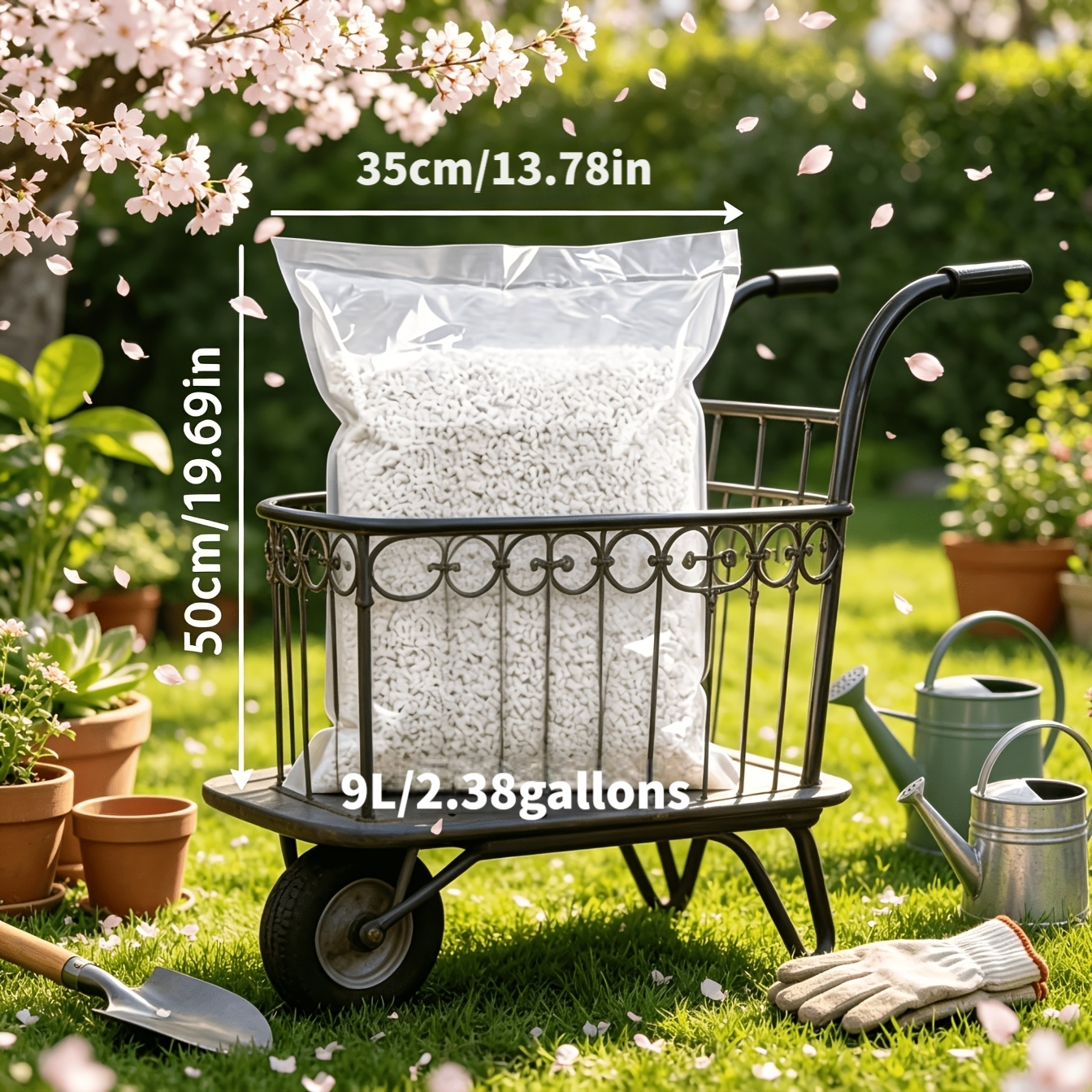 TEMU da giardinaggio 9L/2,38 , per piantine, granuli espansi di grandi dimensioni 3-8mm, adatta per giardini, per piantine, piante in vaso e serre