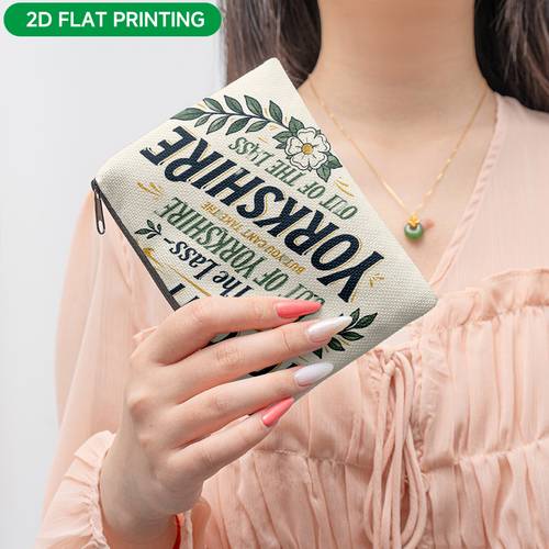 1pc retro yorkshire themed zippered wallet storage pouch suitable for women portable coin purse with yorkshire design hand washable fabric unisex gift for cash cards keys travel 2d flat