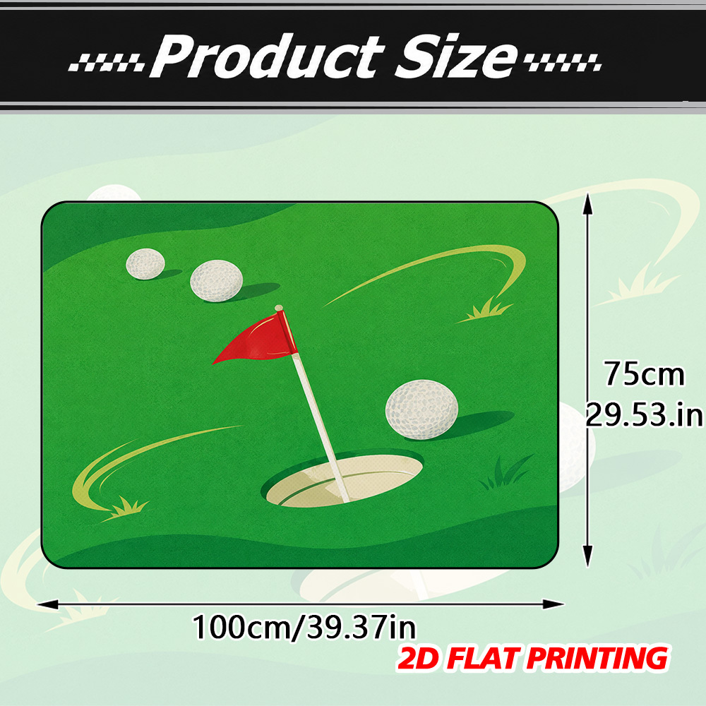 TEMU 1pc 2d Flat Golf Course Green Flag Balls Style Decorative Car Trunk Mat, Universal Rear Cargo Liner For All Vehicles, Anti-scratch Durable For