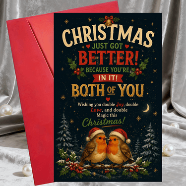 1 Tarjeta de Felicitación y 1 Sobrecarta Tarjeta de Felicitación de Navidad para Pareja Deseos Románticos de Vacaciones para Esposo Esposa Novio Novia Tarjeta Plana Festiva para Aniversario y Celebración de Invierno
