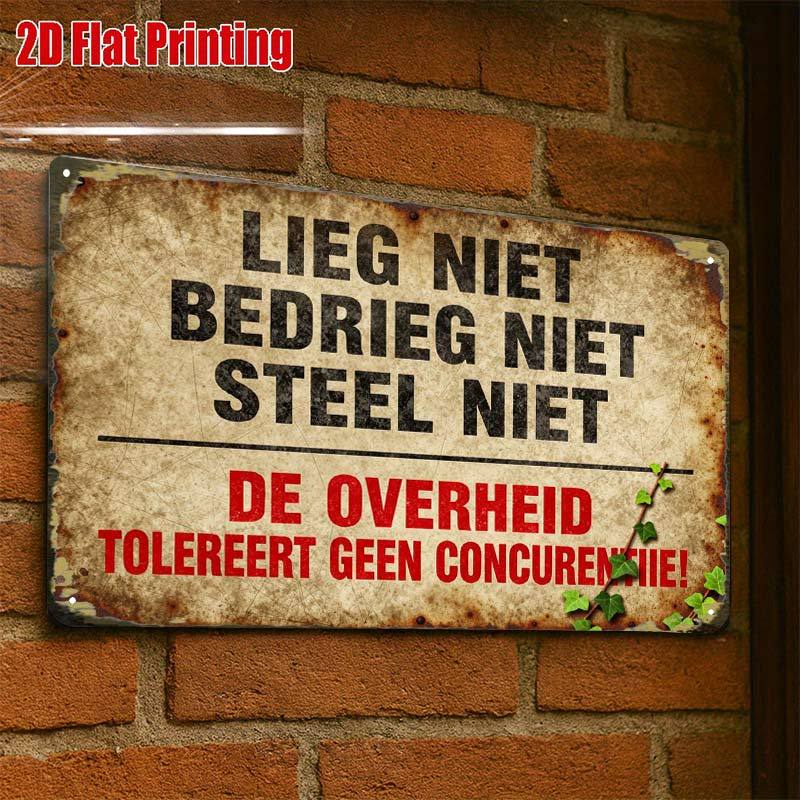 TEMU 2D Plat - 2D-Flat, 1 stuks, Rustiek Metalen Bord met Tekst, Creatief Blikbord Garage Decoratie, Dikke Letters, Hoge kwaliteit Print,