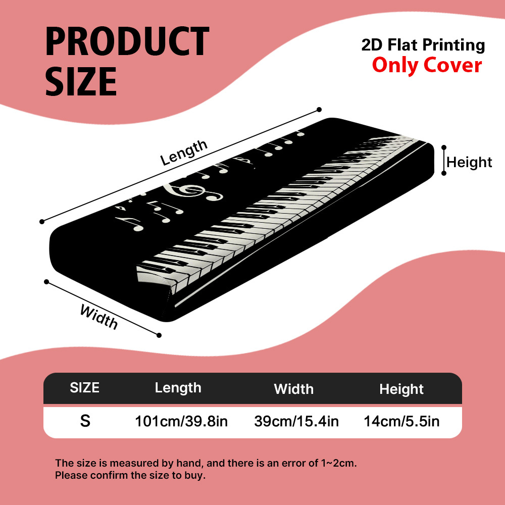 TEMU 1pc Piano Keyboard Cover Compatible For 61/88-key Keyboards, Piano Case Suitable For Musicians & Teachers, Easy-to-clean Cover With Piano Keys &