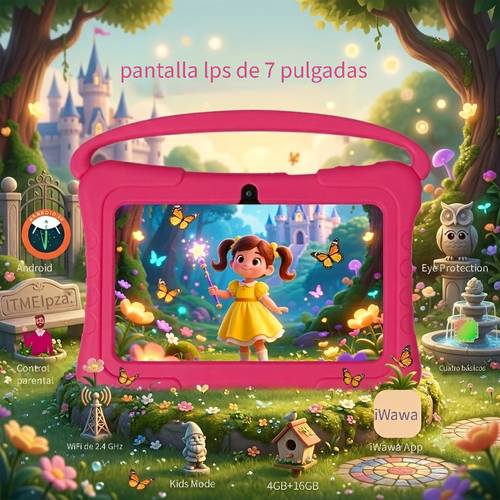 imagen del artículo tablet de 7 pulgadas/17.78 cm con 4 gb de (2 gb + 2 gb expandible), 16 gb de rom, procesador de , pantalla hd ips, cámara dual, wifi 2.4g + 5g, tablet, pad, tablet, pad