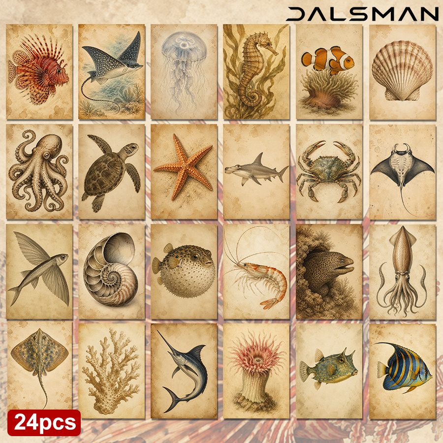 TEMU 24-pack Vintage Postcards Set Marine Biology Art Prints For Birthday Gift Home Wall Decor Stationery Collection For And Travelers Dalsman