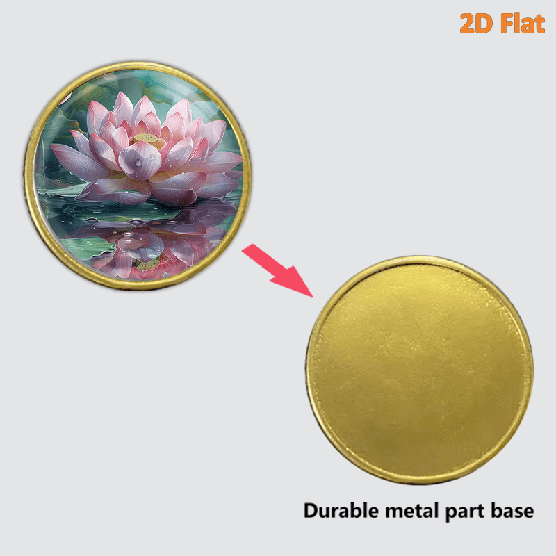 Elegant Round Lotus Flower Brooch Pin, Retro Design