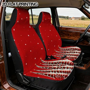 Fundas de asiento universales para auto, 2 piezas, planas 2D, con diseño de escena navideña y de estrellas, duraderas, ajuste preciso, lavables a máquina, accesorio elegante para conducción urbana, despídete del interior de fábrica liso, planas 2D