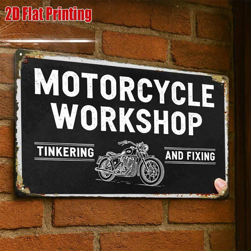 TEMU 2d Flat - 2d-flat, 1pc, Motorcycle Workshop Metal Sign, Creative Tin Sign Garage Decoration, Lettering, High-, Home Decorators, 2d Flat, Perfect