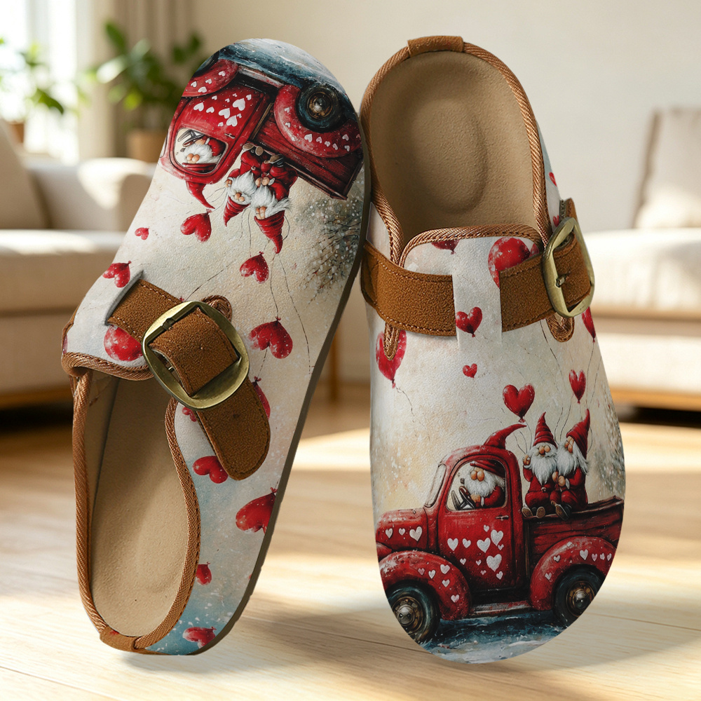 item picture gnomes heart truck pattern mule clogs for women and men fashion trendy clogs with sole comfortable casual   clogs shoes for   indoor outdoor gift women shoes