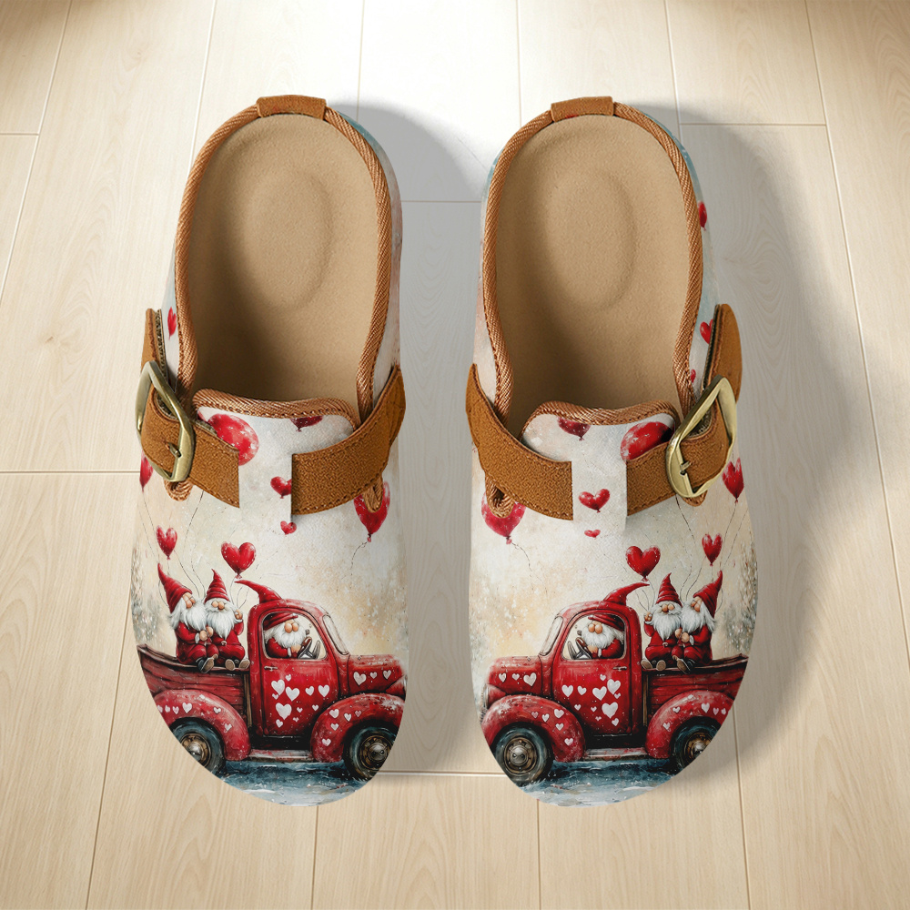 gnomes heart truck pattern mule clogs for women and men fashion trendy clogs with sole comfortable casual   clogs shoes for   indoor outdoor gift women shoes