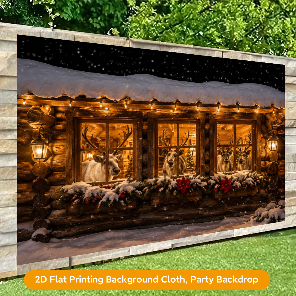 Warm Cozy Cabin Scenery Background Cloth for Home Decor
