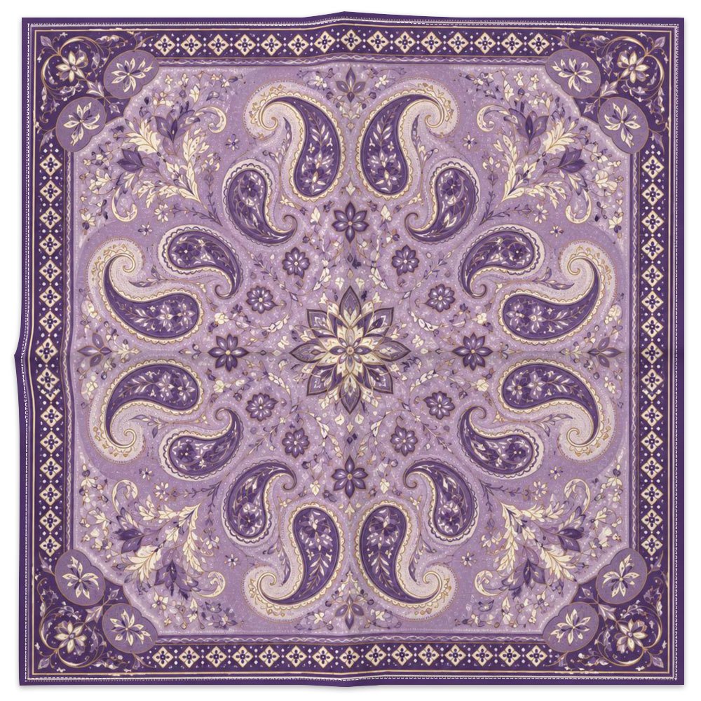 TEMU 1pc Square Scarf Purple Paisley Pattern Square Scarf, Vintage Bandana Headscarf, Elegant Fashion Accessory Gift