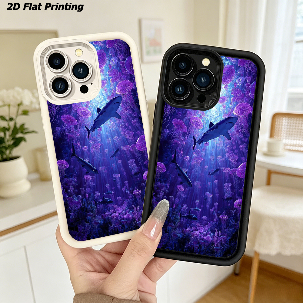 item picture phone case 2d flat deep   jellyfish phone case suitable for iphone   air 17 pro 17 pro   16     pro    15 pro 15 pro max 14 12 13 11 pro iphone xr creative stylish and   with full coverage