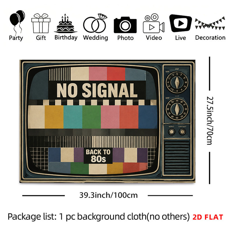 TEMU Tapiz 2D - Impresión 2D - Tapiz con de Prueba de TV Vintage de 1 pieza, Decoración de Pared Nostálgica de 80, Poliéster de Múltiples Tamaños,