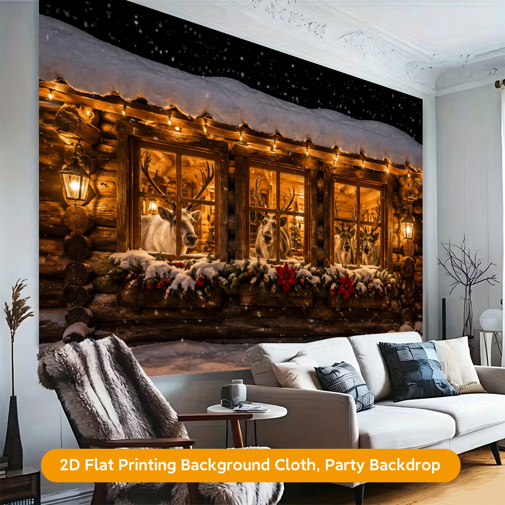 Warm Cozy Cabin Scenery Background Cloth for Home Decor