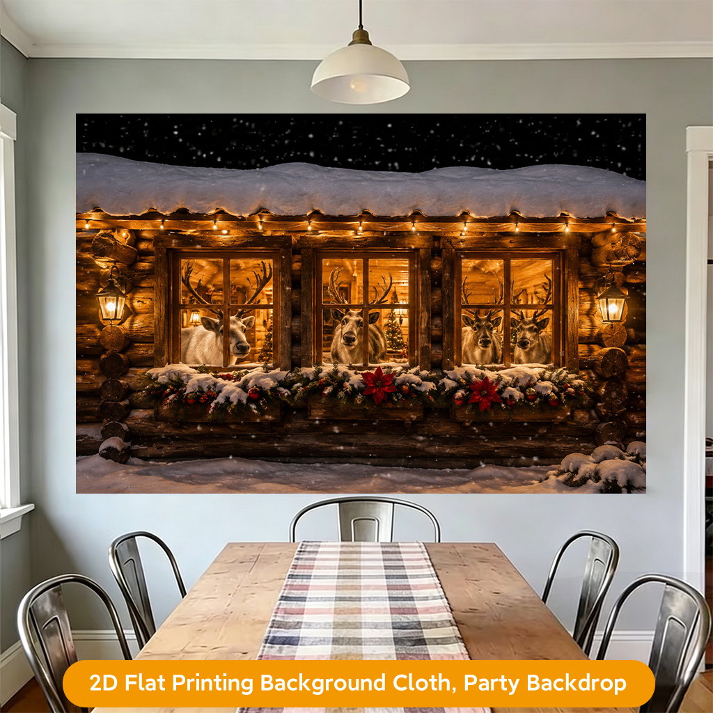 Warm Cozy Cabin Scenery Background Cloth for Home Decor