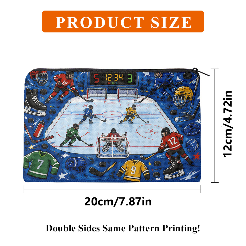 TEMU Pencil Case 1pc, Double Sided Print Pencil Case, Office Stationery Storage Bag With Zipper Closure, Portable Stationery Organizer, Cosmetic Bag,