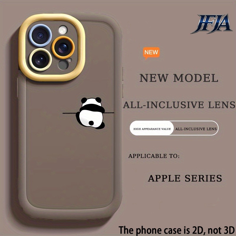 TEMU Phone Case: 2dflat New Minimalist And Cute Climbing Panda Pattern High-quality Puff-style Full-coverage Phone Case, Suitable For Iphone