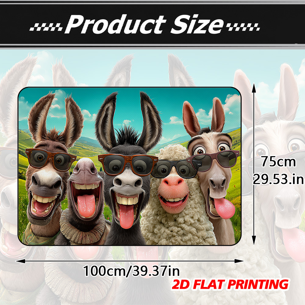 TEMU 1pc 2d Flat Funny Donkey Sheep Cartoon Animals Style Car Trunk Liner Mat - Dustproof Cargo Cover, Versatile Auto Boot Pad For Interior Storage