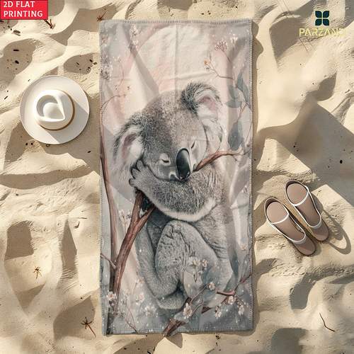 2d flat 1pc sleep koala extra large beach towel ultra dry microfiber super absorbent sand free towel for swimming pool yoga travel lightweight compact beach accessories 2d flat