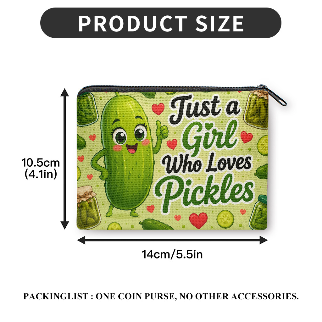 TEMU Porte-monnaie sur le thème du cornichon pour femme et homme, portefeuille portable de cornichon avec fermeture éclair et porte-cartes, compact