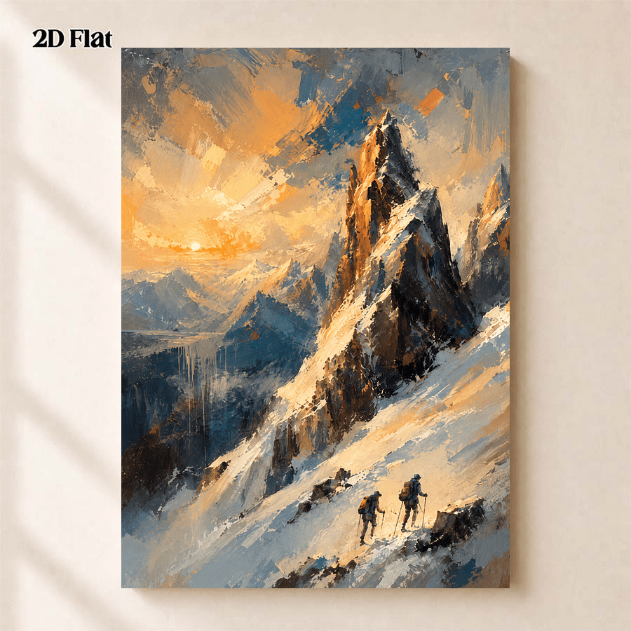 item picture 2d flat   climbers wall art suitable for living room kitchen unframed canvas print with mountain climbing adventure theme minimalist scenic landscape decoration for home   climbers sunset