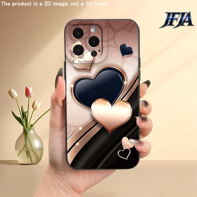 TEMU Phone Case: 2d Flat Champagne-colored Textured Heart-pattern Pupil Frosted Phone Case, Suitable For Iphone X/11/12/13/14/15/16/17/air/pro/pro