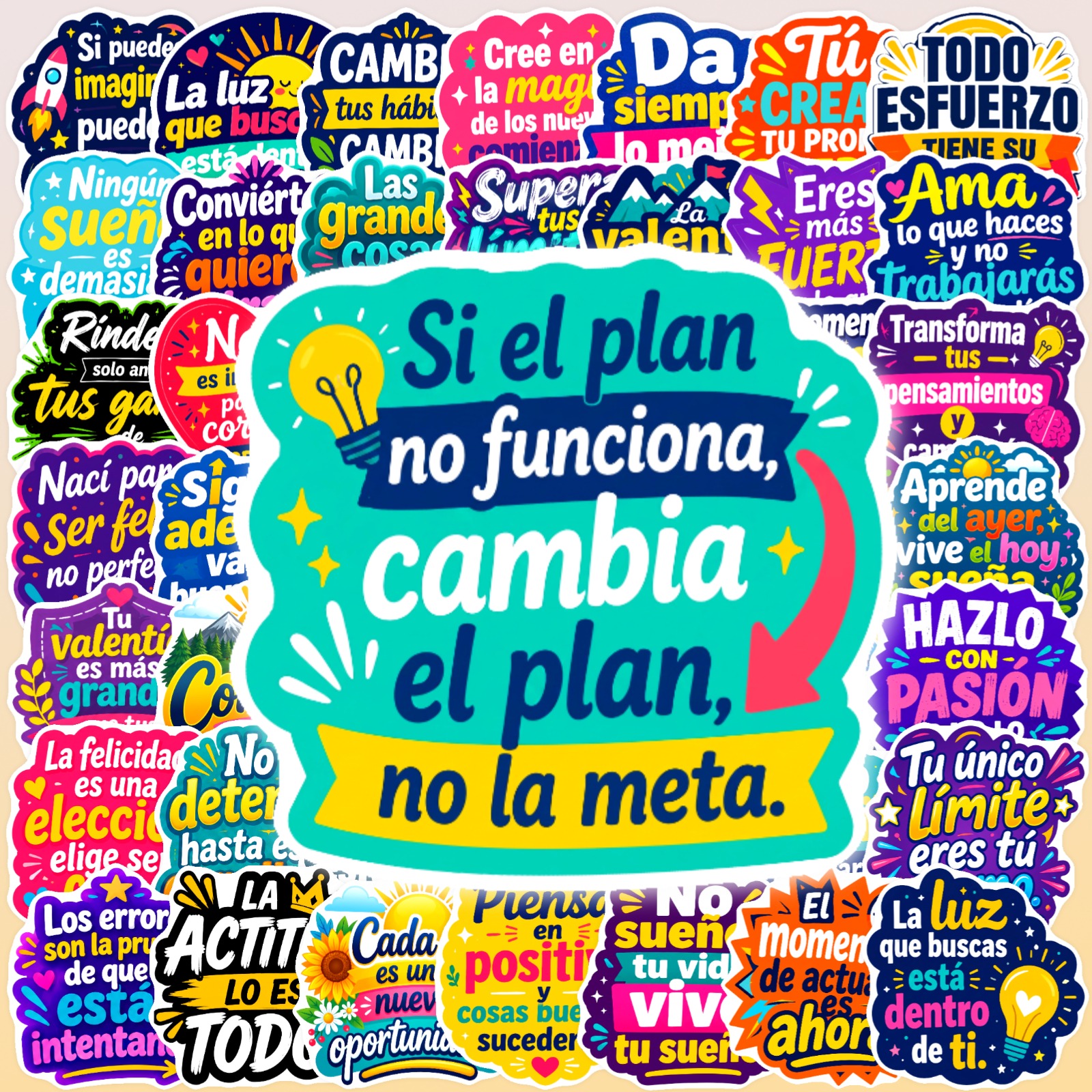 TEMU Spice Up With Spanish Motivational Quotes 50-pack Stickers For Laptops, Water Bottles, Notebooks