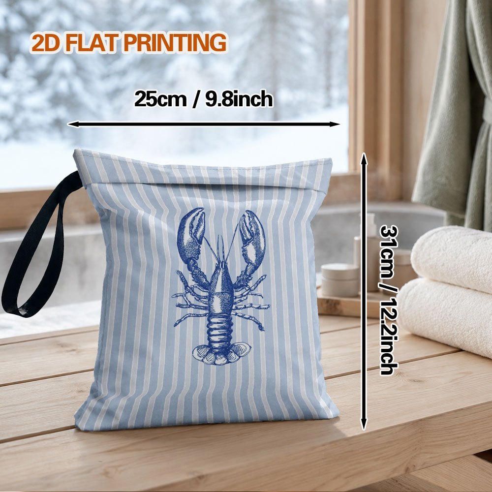TEMU Sac de voyage 2D plat, 1 pièce, sec et humide, avec imprimé bleu , pochette organisatrice à fermeture éclair polyvalente, rangement séparé pour