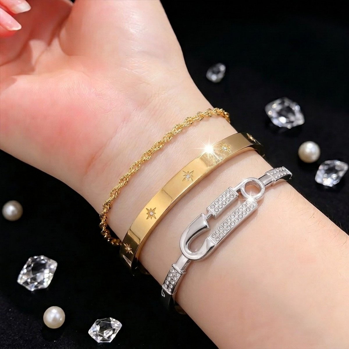 3pcs Best Friend Matching Stainless Steel Bracelet Set