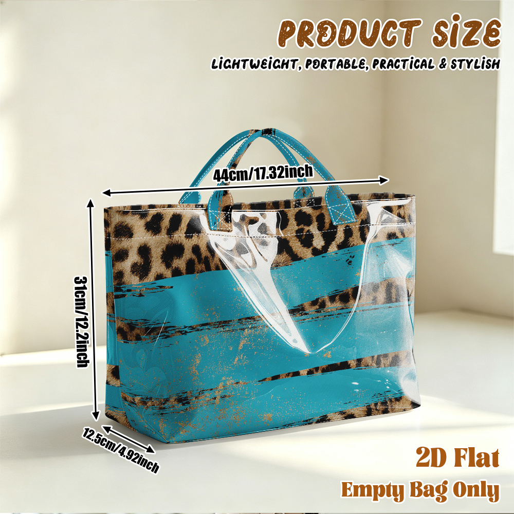 TEMU 1pc Large Capacity & Leopard Print Tote Bag - Multicolor Suitable For Travel, Gym, Beach, Commuting - Machine Washable Bag With Leopard Spot For