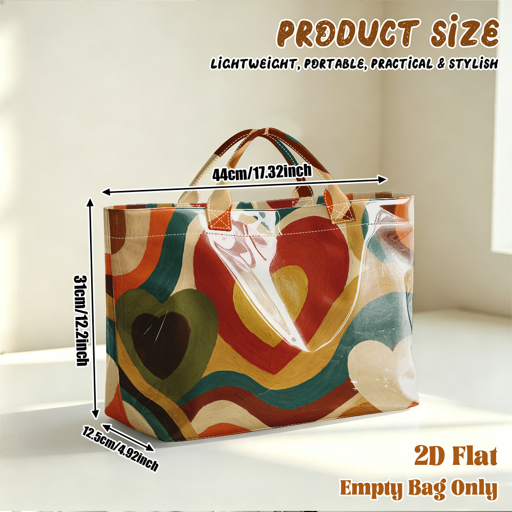 TEMU 1pc Large Capacity Multifunctional Tote Bag With Colorful Heart Print Suitable For Travel, Gym, Beach, - Machine Washable Bag For &, Multicolor