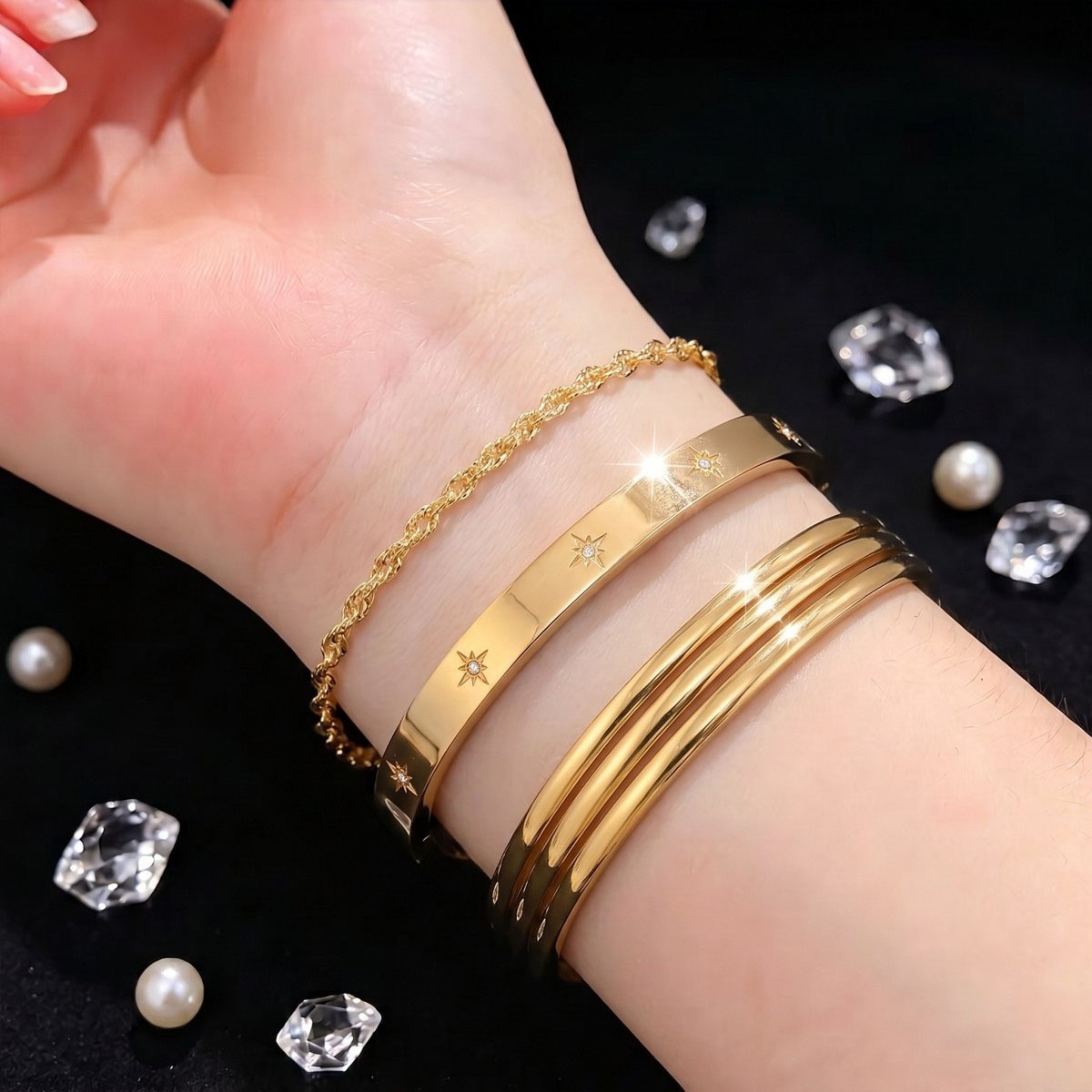 3pcs Best Friend Matching Stainless Steel Bracelet Set