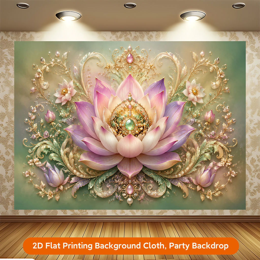 Floral Artistic Lotus Design Polyester Backdrop