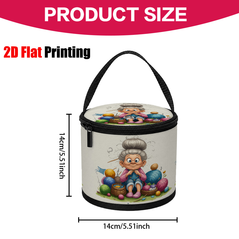 TEMU Borsa per filati con stampa palline di filato da nonna, 1 pezzo, piatta 2D, porta filati, organizzatore di filati, borsa per filati, contenitore