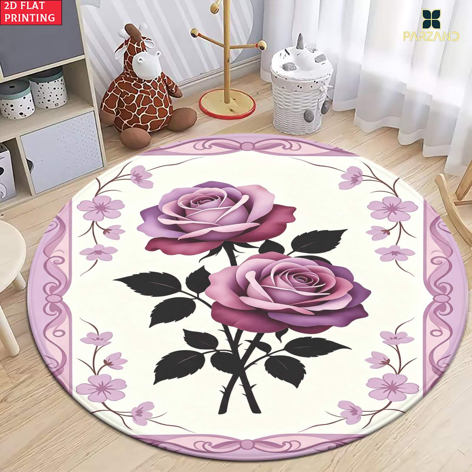 2d flat 1pc 850gsm purple rose hd printed round carpet kitchen rugs yoga mat non slip bathroom mats absorbent washable polyester rug for bathroom living room entrance camping picnic rugs outdoor mat outdoor rug 2d flat