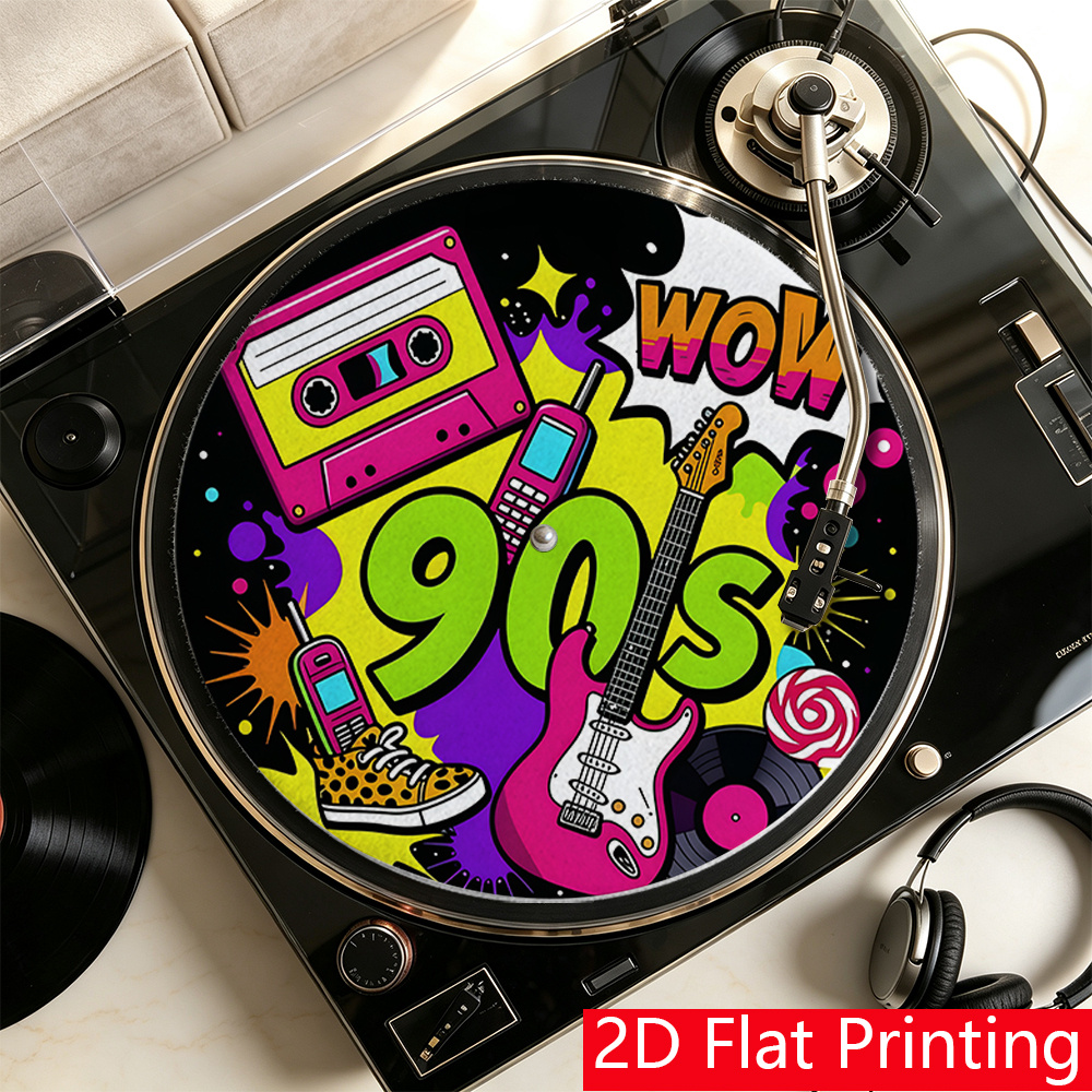 TEMU 2d Flat Printing 1pc Wow S Guitar Tape Phone Turntable Mat Anti-slip Mat Suitable For Improve Quality And Prevent Slipping, 2d Flat
