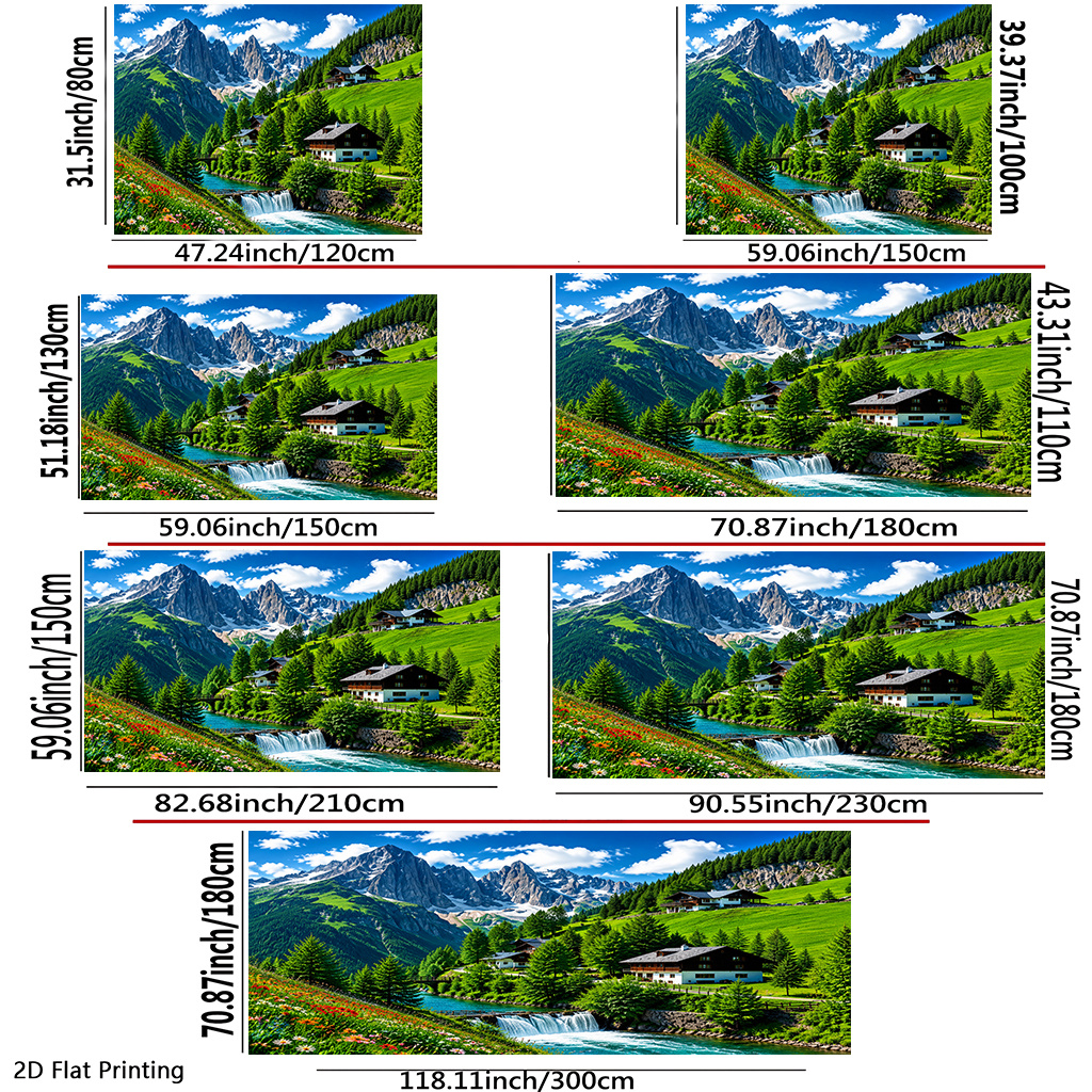 Beautiful Mountain Village Scene Decorative Backdrop Banner
