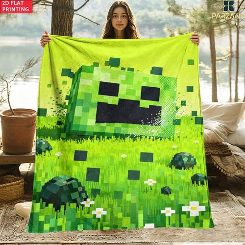 item picture 2d flat 1 pixel art outdoor portable blanket lightweight flannel bedding blanket suitable for travel camping living rooms offices sofas chairs and beds soft and warm fabric digital printed blanket