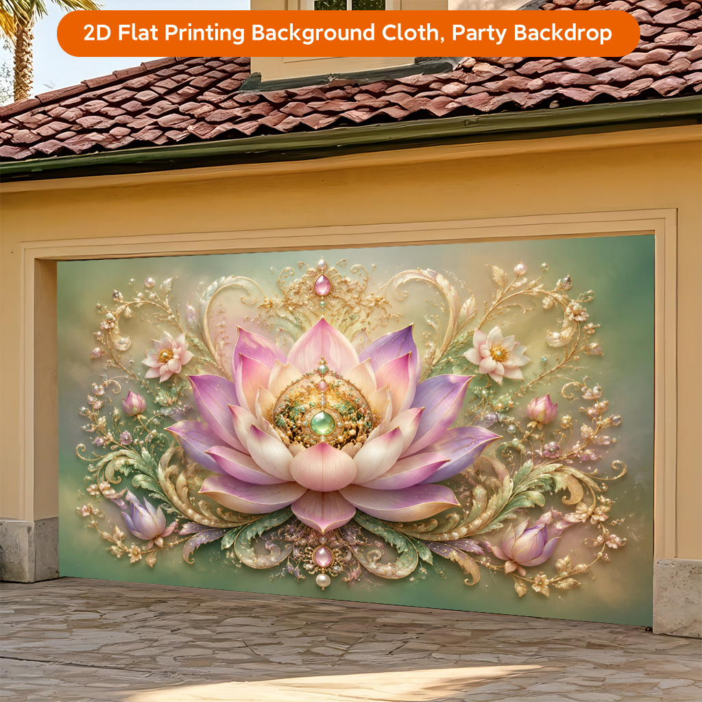Floral Artistic Lotus Design Polyester Backdrop