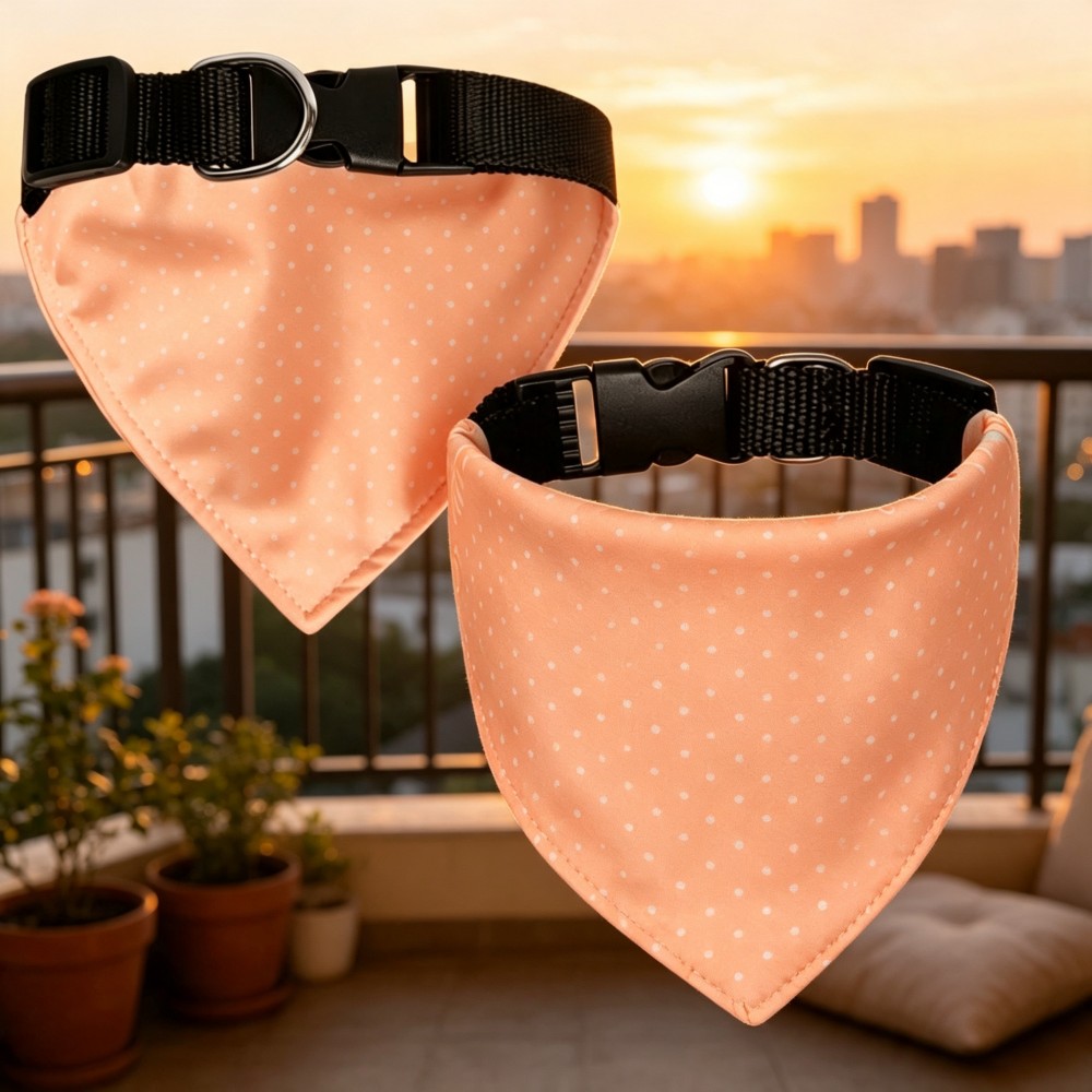 Customizable Collar & Bandana Set with Christmas Bell & Snowflake Pattern