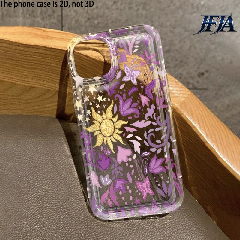 TEMU Phone Case - 2dflat Yellow Sun Purple Flowers Transparent Cushion Anti-slip Protective Phone Case Suitable For Iphone