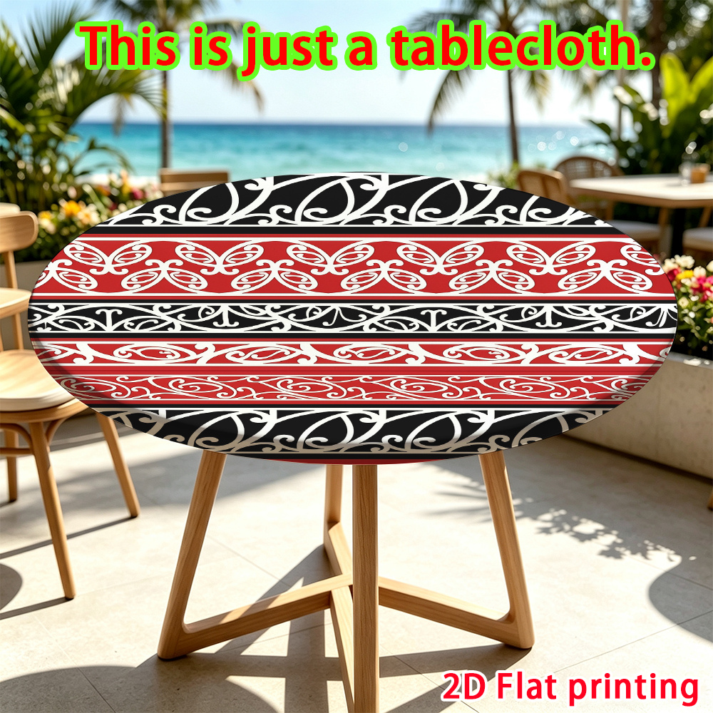 TEMU 1pc, Maori Tribal Seamless Round Tablecloth, Suitable For Christmas, Thanksgiving, Holiday Meals, Kitchen, Living Room, Picnic, Camping, Holiday