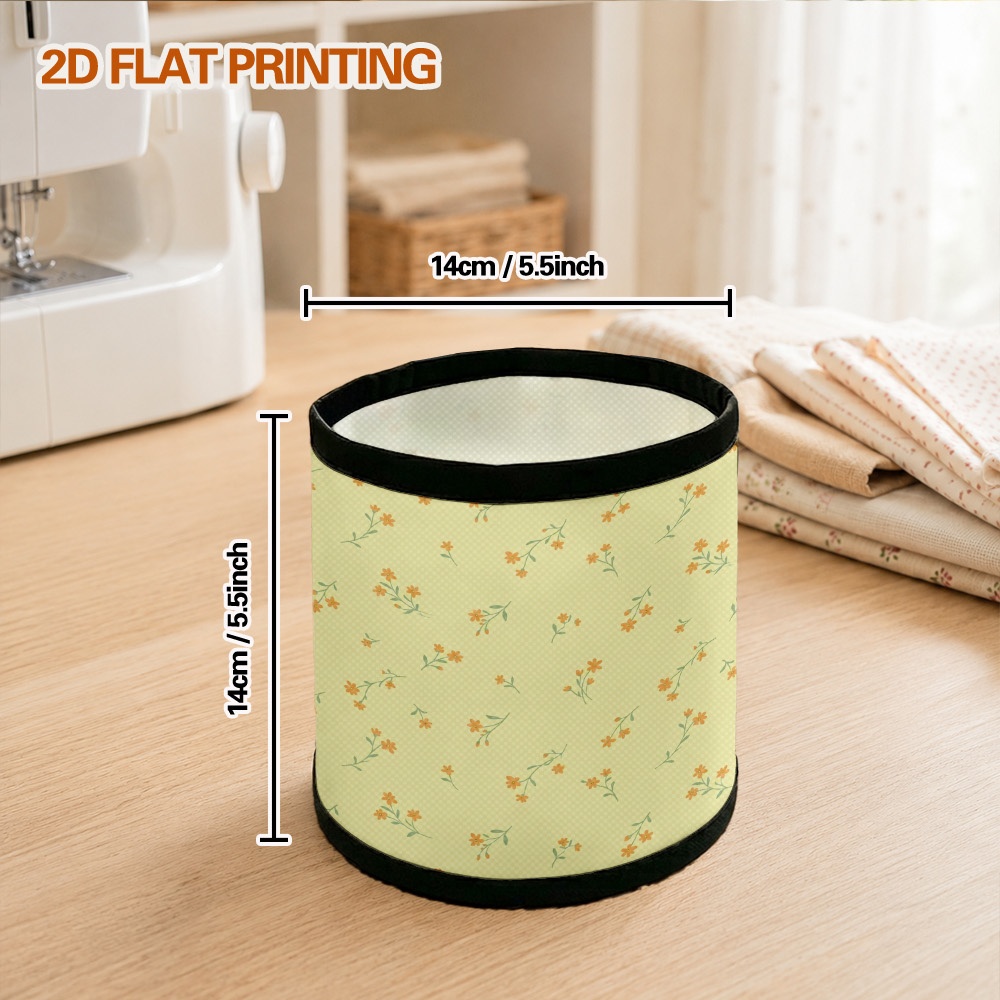 TEMU 2d Flat, Sewing Machine Cover, Yellow With Orange Flowers Print Foldable Dust-proof Desktop Protector, Sewing Machine Mat, Front Pocket For Easy